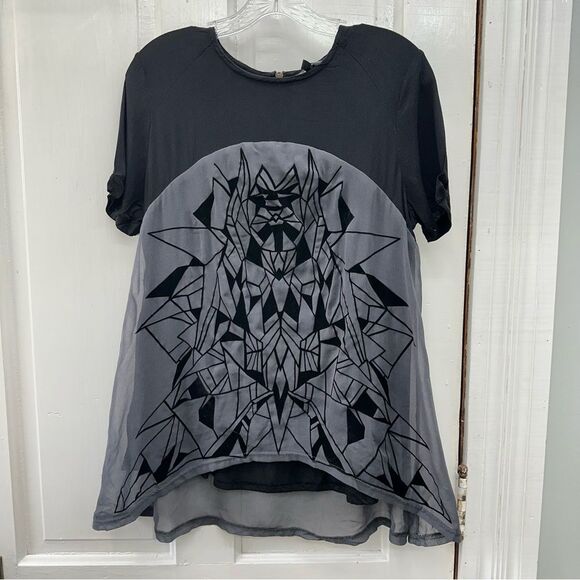 Miss me black and gray blouse top shirt women's medium. - Picture 1 of 5